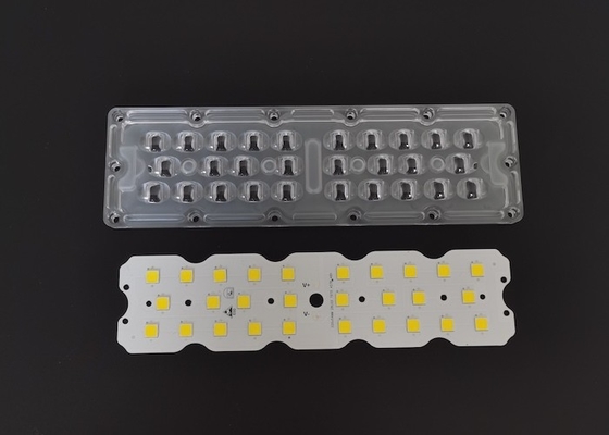 7070 SMD 28 एलईडी स्ट्रीट लाइट मॉड्यूल 158X103 डिग्री हीटसिंक के साथ आउटडोर लाइट लेंस
