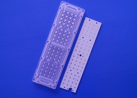 64 SMD 3535 एलईडी लाइट इंजन मॉड्यूल वर्टिकल 65x150 डिग्री लेंस एलईडी स्ट्रीट लाइट मॉड्यूल के लिए