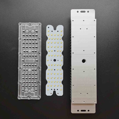 50W SMD3030 पीसी लेंस एलईडी स्ट्रीट लाइट मॉड्यूल वाटरप्रूफ 8 सीरीज 8 समानांतर 48V हीट सिंक के साथ