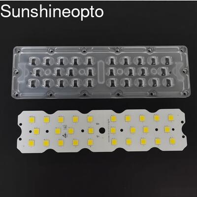 100W 12PCS 7070 एलईडी पीसीबी बोर्ड 158×103° टाइप II ऑप्टिकल एलईडी लेंस रोड लाइटिंग कंपनी के साथ